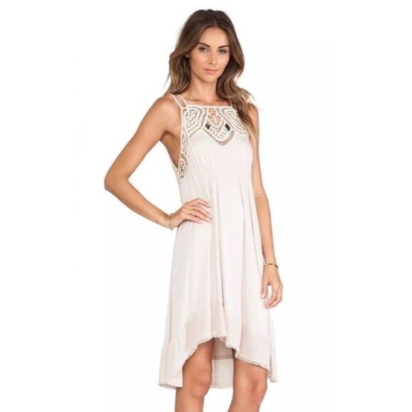 NWOT Free People Cream Lace Crochet Beaded Slip Dress - Picture 6 of 15